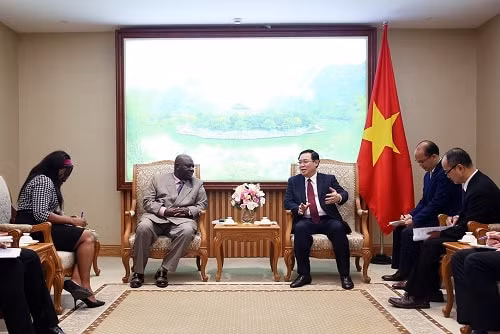Phó Thủ tướng Vương Đình Huệ trao đổi với Đại sứ Nigeria Francis Young Efeduma. Ảnh: VGP