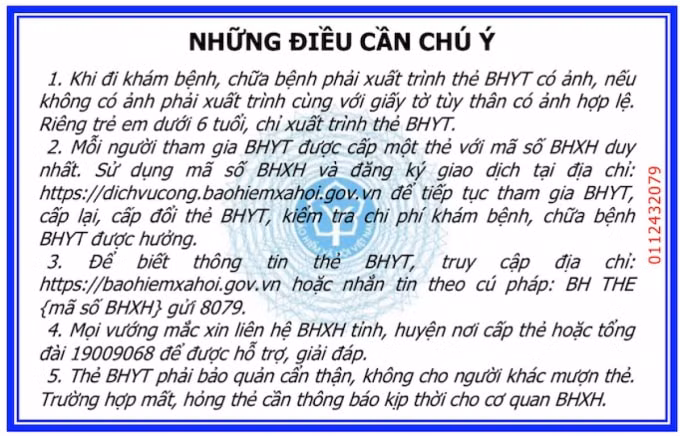 Mặt sau mẫu thẻ mới