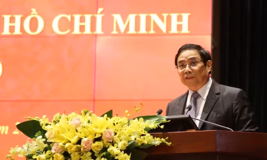 Đồng chí Phạm Minh Chính phát biểu khai mạc Hội thảo. Ảnh: Mạnh Thắng