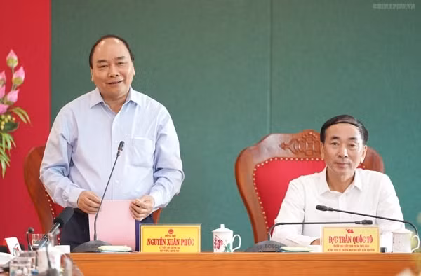 Thủ tướng phát biểu tại buổi làm việc với tỉnh Thái Nguyên. Ảnh VGP