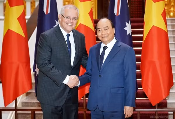 Thủ tướng Nguyễn Xuân Phúc và Thủ tướng Australia Scott Morrison. Ảnh VGP