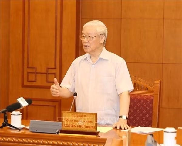Tổng Bí thư, Chủ tịch nước Nguyễn Phú Trọng phát biểu tại cuộc họp. Ảnh: TTXVN