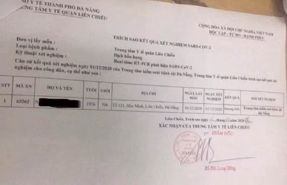 Kết quả xét nghiệm đã chỉnh sửa được phát tán trên mạng gây hoang mang dư luận. Ảnh: TL