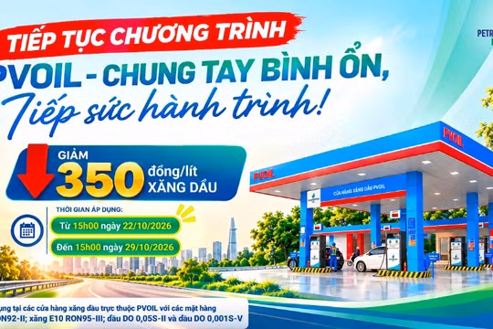 PVOIL tiếp tục giảm giá 350 đồng/lít xăng dầu đến ngày 29/10