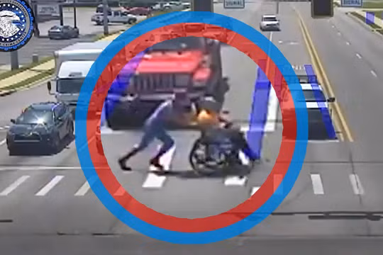 Một người hóa Spider-Man lao khỏi xe Jeep giải cứu người khuyết tật giữa dòng xe đông