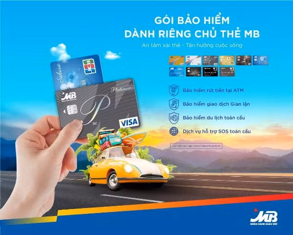 MB cùng Tổng Công ty Cổ phần Bảo hiểm Quân đội (MIC) hợp tác ra mắt gói dịch vụ bảo hiểm cho chủ thẻ nếu gặp rủi ro trong quá trình giao dịch thẻ. (Ảnh - MB)