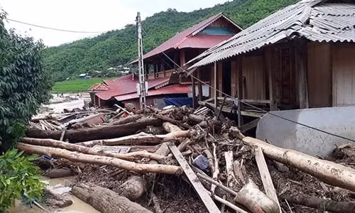 Bản Sa Ná, xã Na Mèo, huyện Quan Sơn, tỉnh Thanh Hóa bị thiệt hại nặng do lũ quét sáng ngày 3/8/2019. Ảnh TL.