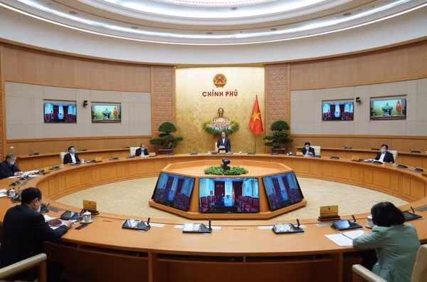 Chính phủ họp trực tuyến phiên thường kỳ tháng 3/2020. Ảnh: VGP