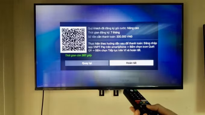 Khách hàng đăng ký gói cước thành công qua ứng dụng MyTV.