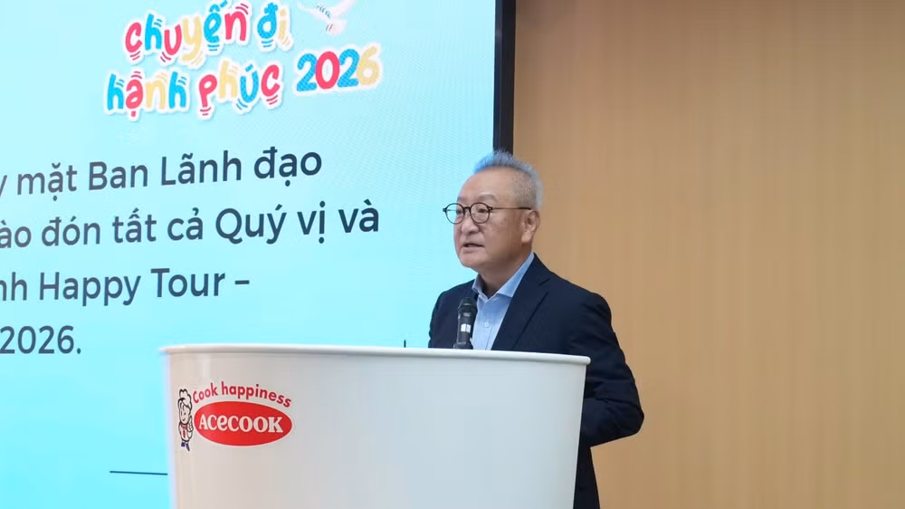 Ông Kaneda Hiroki - Tổng Giám đốc Công ty Cổ phần Acecook Việt Nam phát biểu tại chương trình