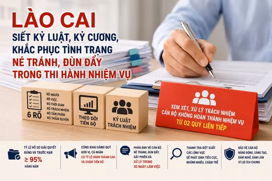 Lào Cai xem xét, xử lý cán bộ không hoàn thành nhiệm vụ 2 quý liên tiếp