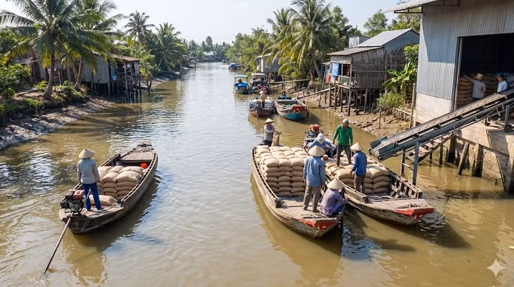 Thương lái tích cực gom lúa thơm và nếp trong ngày 21-1 để phục vụ nhu cầu chế biến dịp cuối năm - Ảnh minh họa