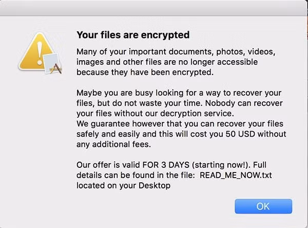 Các file sẽ bị mã hóa khi macbook của bạn dính ThiefQuest.