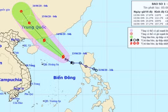 Bão số 1 Nuri giật cấp 12 đang tiến về Hoàng Sa