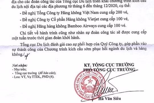 Tổng cục Du lịch đang phải giải trình về việc 'xin' 400 vé máy bay