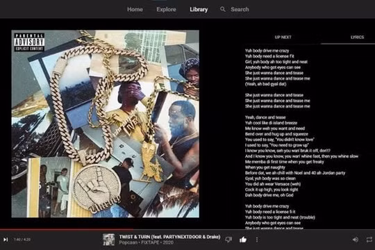 YouTube Music sẽ hỗ trợ hiển thị lời bài hát trên web