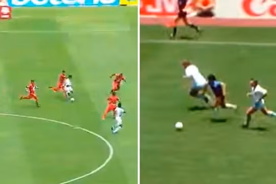 Cầu thủ vô danh tái hiện siêu phẩm của huyền thoại Maradona