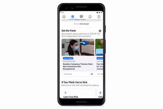 Facebook sẽ đưa ra cảnh báo khi người dùng tương tác với tin giả về dịch COVID-19