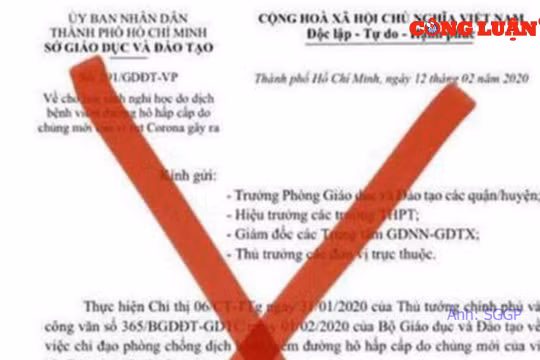Chống tin giả: Văn bản cho học sinh TP.HCM nghỉ học đến 21/2 là giả mạo