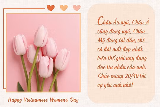 Tổng hợp những lời chúc 20/10 hay, lãng mạn dành cho vợ, người yêu