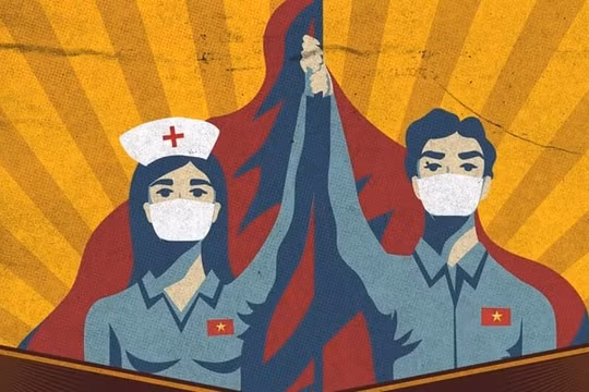 Tranh cổ động “Ở nhà là yêu nước” của họa sĩ trẻ Lê Đức Hiệp lên báo Anh