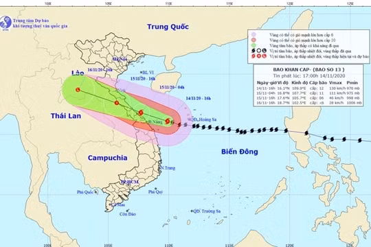 Bão số 13 áp sát bờ biển Hà Tĩnh - Quảng Ngãi