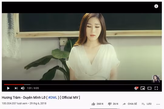 "Duyên mình lỡ” của Hương Tràm cán mốc 100 triệu view sau hơn 2 năm lên sóng