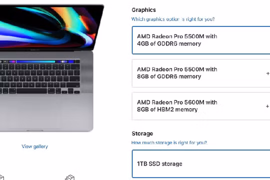 MacBook Pro 16 inch được Apple bổ sung tùy chọn GPU Radeon Pro 5600M