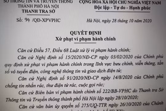 Hà Nội xử phạt tin nhắn rác quảng cáo dịch vụ bất động sản, bảo hiểm