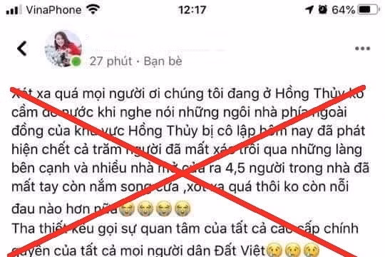 Xử phạt 5 triệu đồng vì đăng tin sai sự thật về lũ lụt trên mạng xã hội