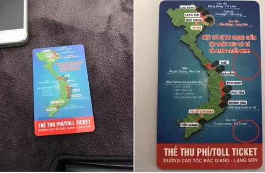 Thẻ thu phí in không rõ hai quần đảo Hoàng Sa, Trường Sa?