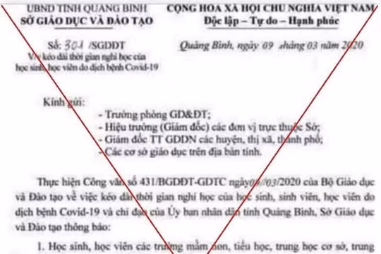 Xuất hiện nhiều văn bản giả mạo với nội dung cho học sinh nghỉ học đến hết tháng 3