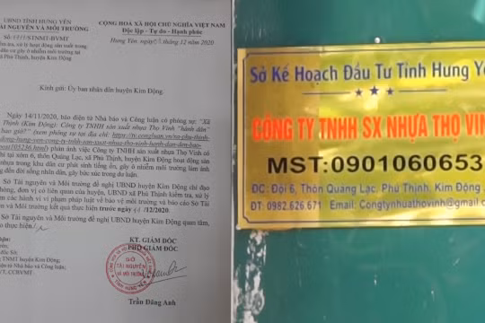 Đề nghị kiểm tra, báo cáo vụ người dân "tố" Công ty TNHH nhựa Thọ Vinh gây ô nhiễm môi trường