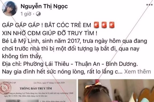 Bình Dương: Điều tra đối tượng tung tin bé gái bị bắt cóc tại phường Lái Thiêu