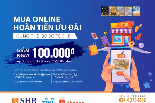 Cùng SHB mua sắm thả ga trên Shopee, Tiki và hoàn tiền ưu đãi