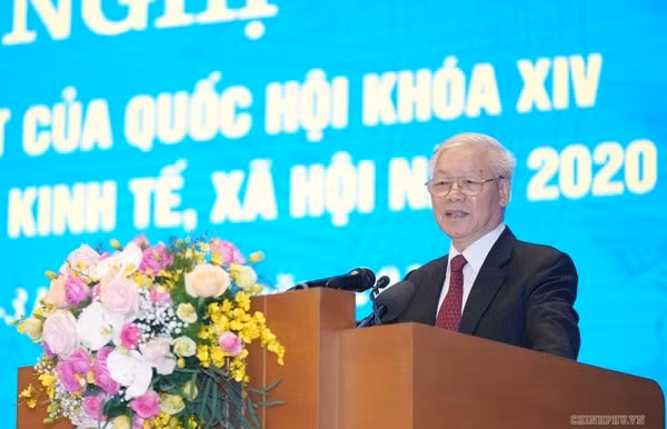 Tổng Bí thư, Chủ tịch nước Nguyễn Phú Trọng phát biểu chỉ đạo tại Hội nghị. Ảnh: VGP