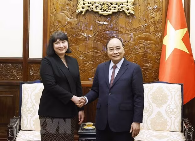 chu tich nuoc nguyen xuan phuc tiep dai su romania cristina romila hinh 1