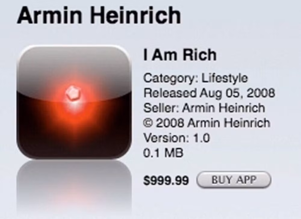 Ứng dụng có tên “I am Rich”. Ảnh: cultofmac