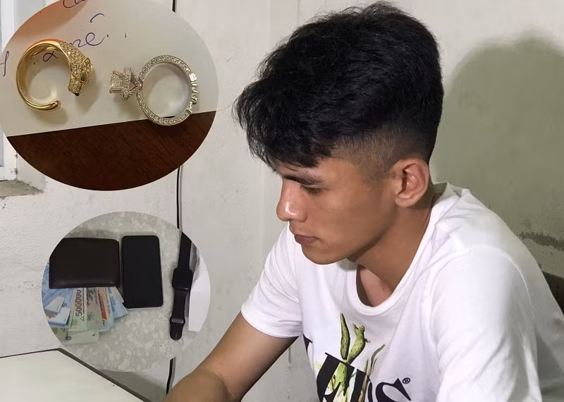 Đối tượng Thành cùng tài sản trộm được. Ảnh: vietnamnet.