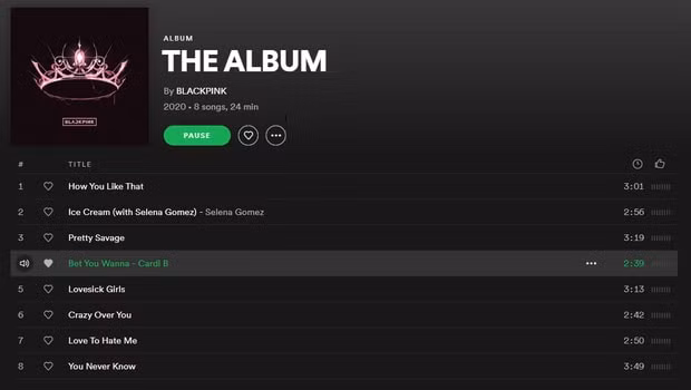 Toàn bộ THE ALBUM của BLACKPINK đã có mặt trên Spotify.