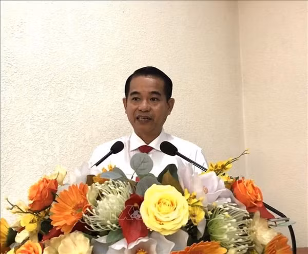 Ông Thái Bảo phát biểu nhận nhiệm vụ. Ảnh: TTXVN