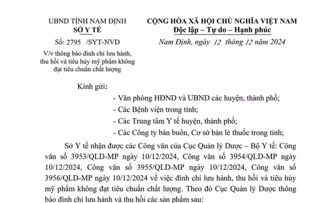 nam dinh dinh chi luu hanh thu hoi va tieu huy my pham khong dat tieu chuan chat luong hinh 1