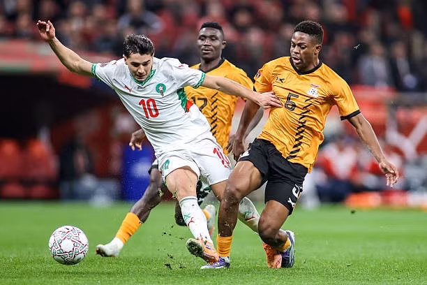 Brahim Diaz ghi bàn thắng quan trọng cho Morocco trước đối thủ Zambia.