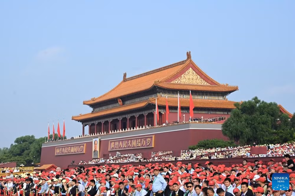 Hình ảnh trong lễ diễu binh. Ảnh: Tân Hoa Xã
