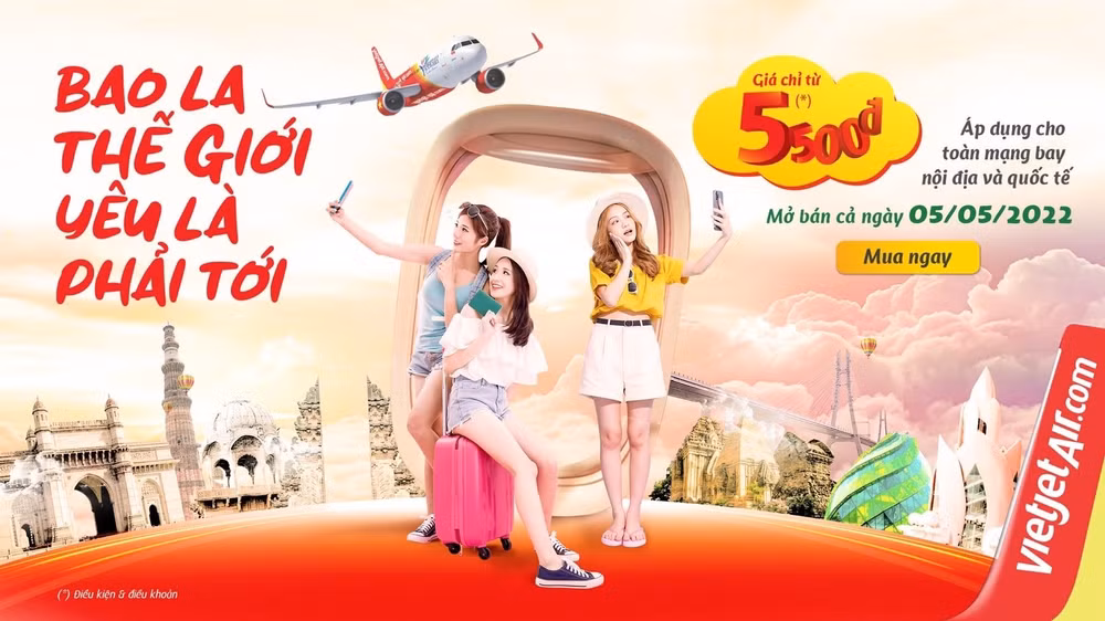 dat ngay ve chi tu 5500 dong va bay khap muon noi cung vietjet hinh 1