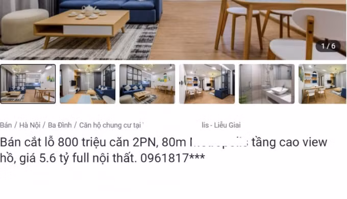 Một căn hộ cao cấp cắt lỗ 800 triệu đồng.