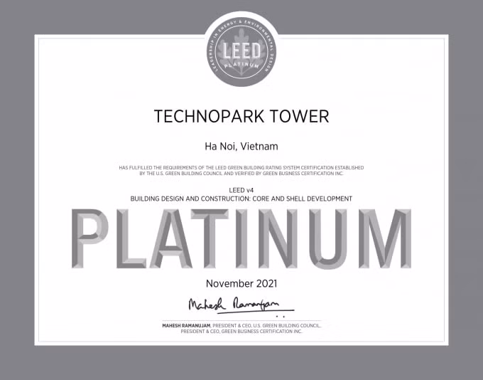 technopark tower dat chung chi cong trinh xanh leed platinum hinh 2