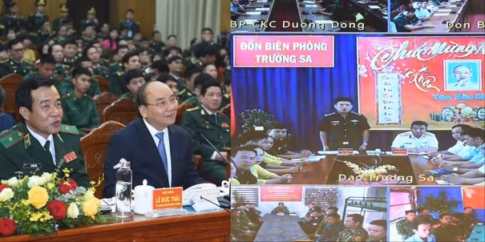 Thủ tướng nói chuyện, trao đổi với các chiến sĩ BĐBP qua 11 điểm cầu trực tuyến.&nbsp;
