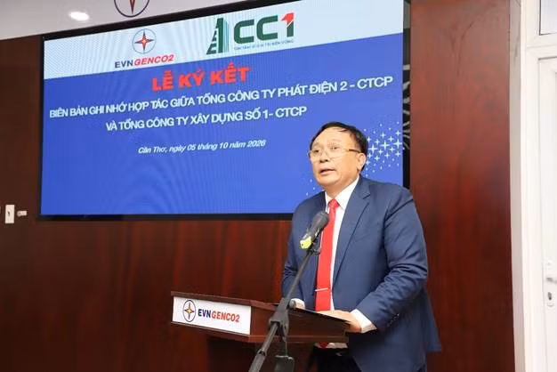 Ông Trần Phú Thái - Chủ tịch Hội đồng Quản trị EVNGENCO2 chia sẻ tại buổi lễ.