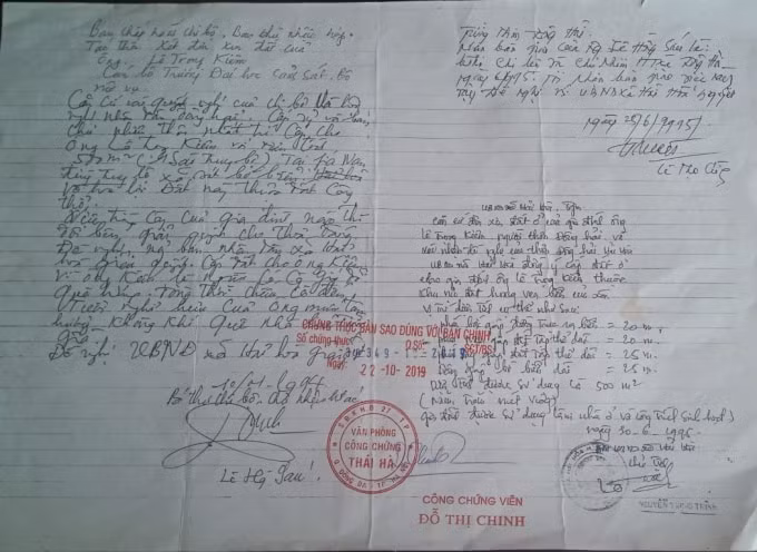 Văn bản của Ban chi ủy, Hợp tác xã Đông Hải và UBND xã Hải Hòa xác nhận việc giao đất cho hộ gia đình ông Lê Trọng Kiêm.
